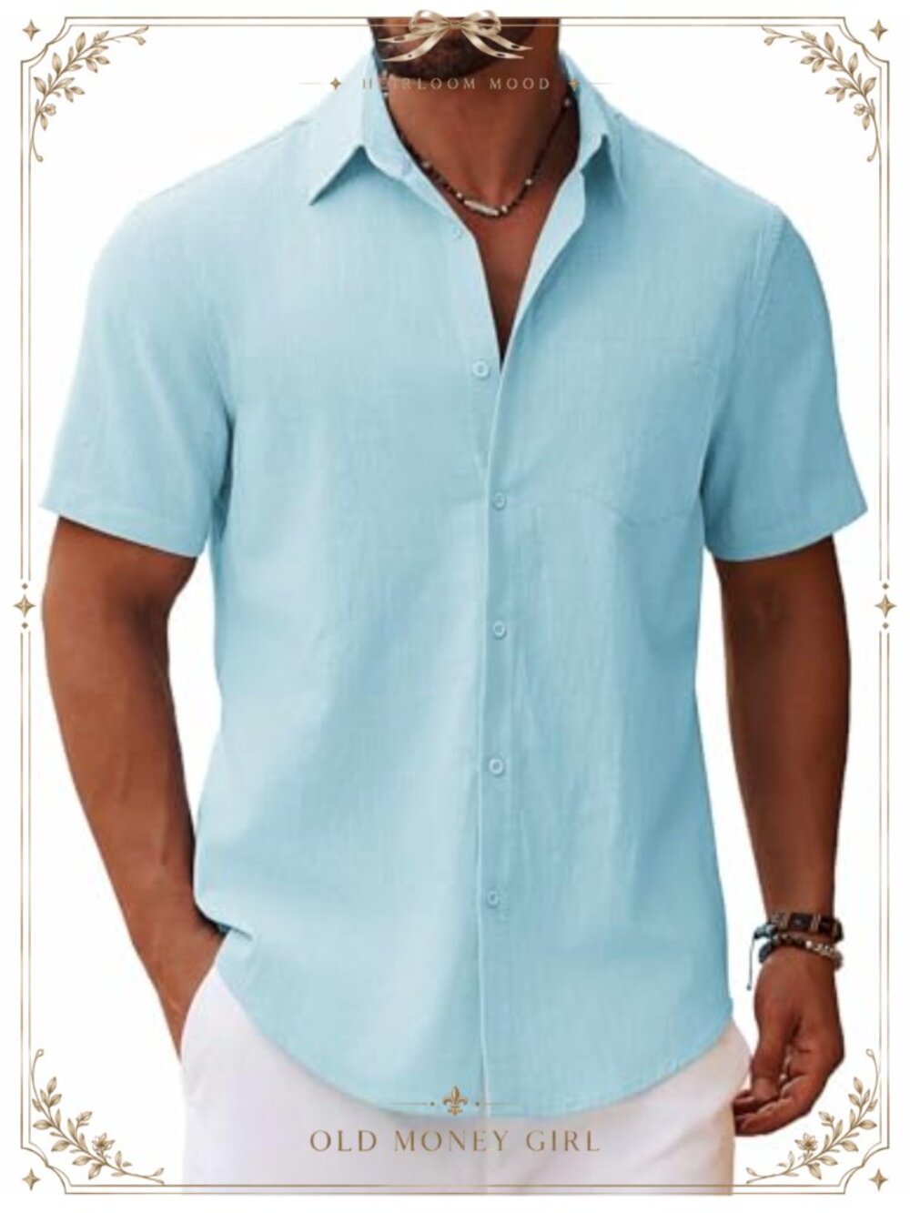 Men's 100% Cotton Button Down Short Sleeve Casual Beach Wedding Shirt